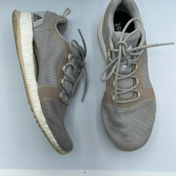 Adidas Womens Gray Pure Boost BB3286 Lace Low Top Running Shoes Size 10 Sneakers - Picture 1 of 9